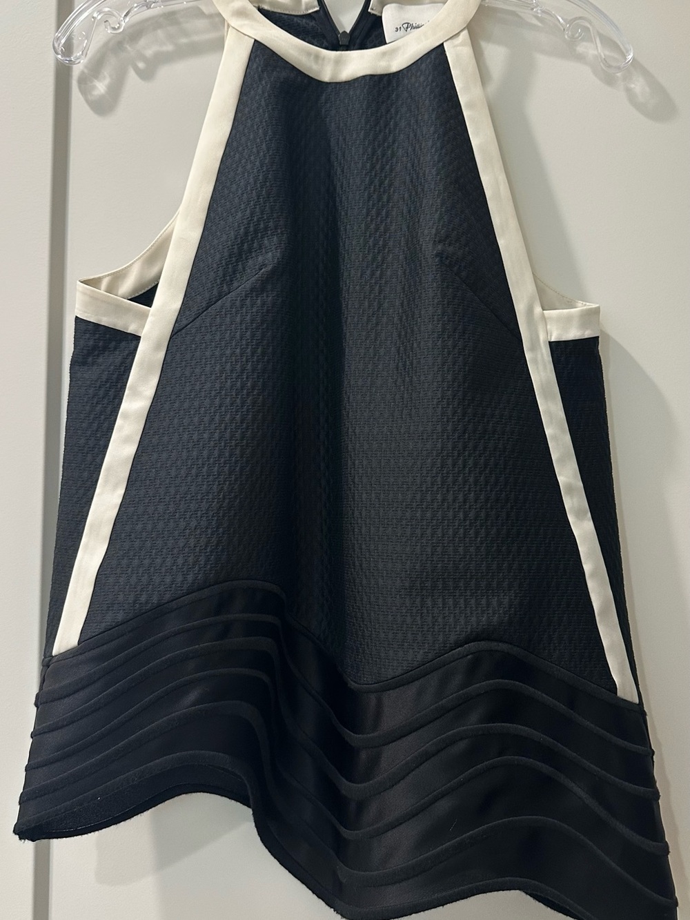 Sleeveless Black & Ivory A-Line top by Philip Lam